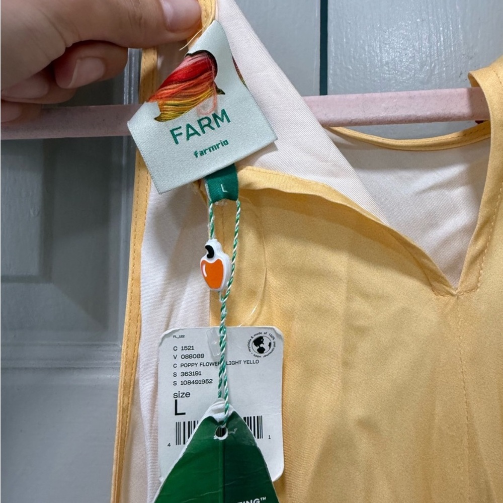 Farm Rio Light Yellow Poppy Flowers Sleeveless Maxi Dress size large - Picture 9 of 11
